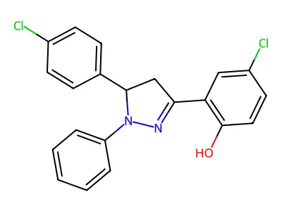 4-chloro-2-[5-(4-chlorophenyl)-1-phenyl-4,5-dihydro-1H-pyrazol-3-yl]phenol structure