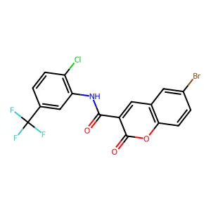 6-bromo-N-[2-chloro-5-(trifluoromethyl)phenyl]-2-oxo-2H-chromene-3-carboxamide structure