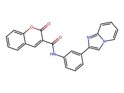 N-(3-imidazo[1,2-a]pyridin-2-ylphenyl)-2-oxochromene-3-carboxamide structure