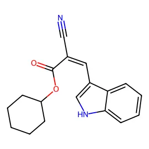 (E)-cyclohexyl 2-cyano-3-(1H-indol-3-yl)acrylate structure