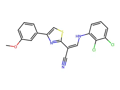(Z)-3-(2,3-dichloroanilino)-2-[4-(3-methoxyphenyl)-1,3-thiazol-2-yl]prop-2-enenitrile structure