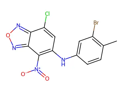 N-(3-bromo-4-methylphenyl)-7-chloro-4-nitro-2,1,3-benzoxadiazol-5-amine structure