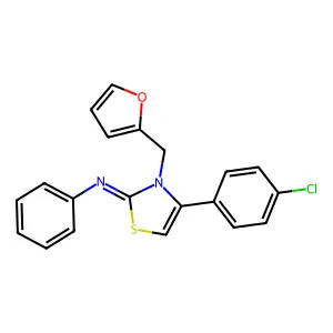 N-(4-(4-Chlorophenyl)-3-(2-furylmethyl)-1,3-thiazol-2(3H)-ylidene)aniline structure