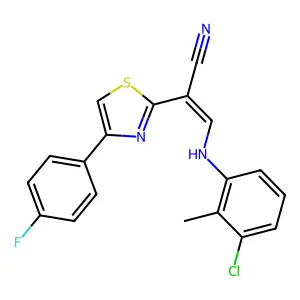 (2Z)-3-[(3-chloro-2-methylphenyl)amino]-2-[4-(4-fluorophenyl)-1,3-thiazol-2-yl]prop-2-enenitrile structure