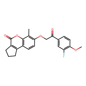 7-[2-(3-fluoro-4-methoxyphenyl)-2-oxoethoxy]-6-methyl-2,3-dihydrocyclopenta[c]chromen-4(1H)-one structure