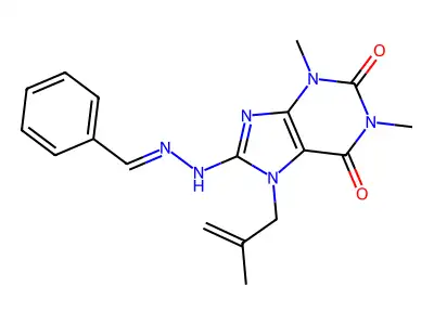 8-(2-Benzylidenehydrazinyl)-1,3-dimethyl-7-(2-methylprop-2-enyl)purine-2,6-dione structure