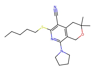 3,3-dimethyl-6-pentylsulfanyl-8-pyrrolidin-1-yl-1,4-dihydropyrano[3,4-c]pyridine-5-carbonitrile structure