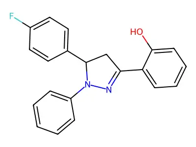 2-[5-(4-fluorophenyl)-1-phenyl-4,5-dihydro-1H-pyrazol-3-yl]phenol structure