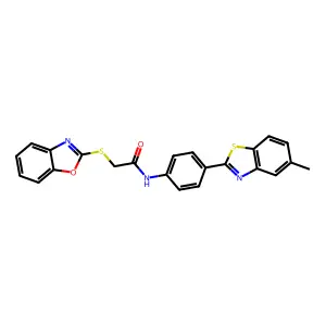 2-(1,3-benzoxazol-2-ylsulfanyl)-N-[4-(5-methyl-1,3-benzothiazol-2-yl)phenyl]acetamide structure