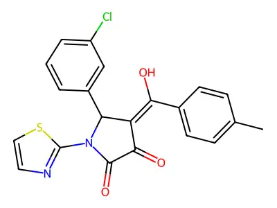5-(3-chlorophenyl)-3-hydroxy-4-(4-methylbenzoyl)-1-(1,3-thiazol-2-yl)-2,5-dihydro-1H-pyrrol-2-one structure