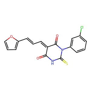 (5Z)-1-(3-chlorophenyl)-5-[(E)-3-(furan-2-yl)prop-2-enyliden structure