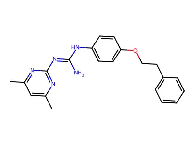 N'-(4,6-dimethylpyrimidin-2-yl)-N-[4-(2-phenylethoxy)phenyl]guanidine structure