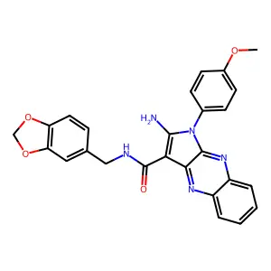 2-amino-N-(1,3-benzodioxol-5-ylmethyl)-1-(4-methoxyphenyl)-1H-pyrrolo[2,3-b]quinoxaline-3-carboxamide structure