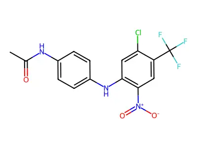 N-[4-[5-chloro-2-nitro-4-(trifluoromethyl)anilino]phenyl]acetamide structure