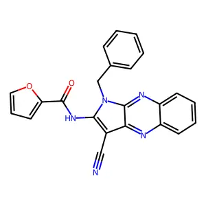 N-(1-benzyl-3-cyano-1H-pyrrolo[2,3-b]quinoxalin-2-yl)furan-2-carboxamide structure