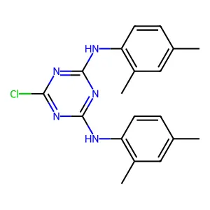 6-chloro-N,N'-bis(2,4-dimethylphenyl)-1,3,5-triazine-2,4-diamine structure