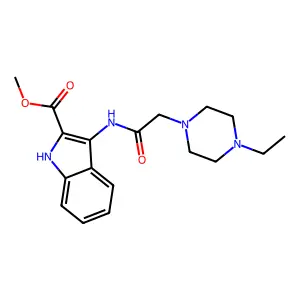 Methyl 3-[[2-(4-ethyl-1-piperazinyl)acetyl]amino]-1H-indole-2-carboxylate structure