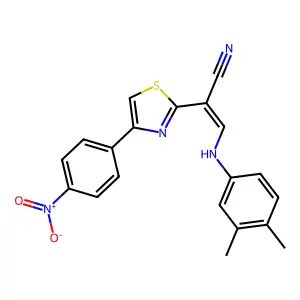 (E)-3-((3,4-dimethylphenyl)amino)-2-(4-(4-nitrophenyl)thiazol-2-yl)acrylonitrile structure