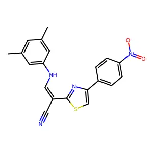 (E)-3-((3,5-dimethylphenyl)amino)-2-(4-(4-nitrophenyl)thiazol-2-yl)acrylonitrile structure