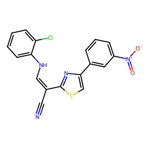(E)-3-((2-chlorophenyl)amino)-2-(4-(3-nitrophenyl)thiazol-2-yl)acrylonitrile structure