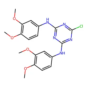6-chloro-N,N'-bis(3,4-dimethoxyphenyl)-1,3,5-triazine-2,4-diamine structure