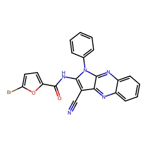 5-bromo-N-(3-cyano-1-phenyl-1H-pyrrolo[2,3-b]quinoxalin-2-yl)furan-2-carboxamide structure
