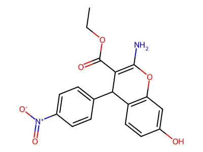 ethyl 2-amino-7-hydroxy-4-(4-nitrophenyl)-4H-chromene-3-carboxylate structure