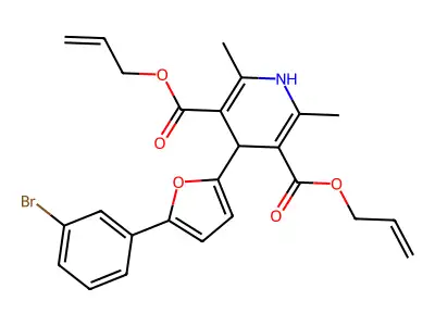 3,5-bis(prop-2-en-1-yl) 4-[5-(3-bromophenyl)furan-2-yl]-2,6-dimethyl-1,4-dihydropyridine-3,5-dicarboxylate structure