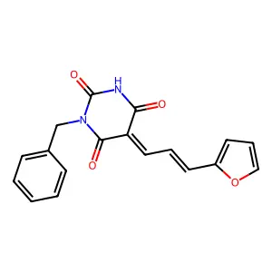 (5E)-1-benzyl-5-[(E)-3-(furan-2-yl)prop-2-enylidene]-1,3-diazinane-2,4,6-trione structure