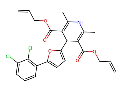 diallyl 4-[5-(2,3-dichlorophenyl)-2-furyl]-2,6-dimethyl-1,4-dihydro-3,5-pyridinedicarboxylate structure