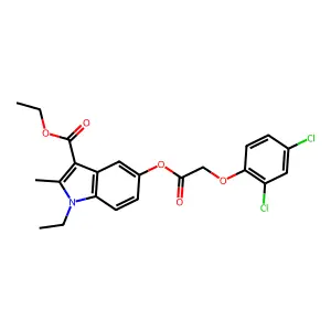 ethyl 5-{[(2,4-dichlorophenoxy)acetyl]oxy}-1-ethyl-2-methyl-1H-indole-3-carboxylate structure
