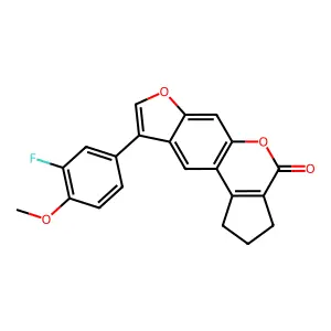 9-(3-fluoro-4-methoxyphenyl)-2,3-dihydrocyclopenta[c]furo[3,2-g]chromen-4(1H)-one structure