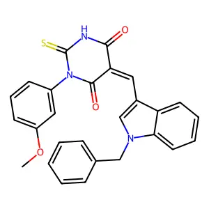(5Z)-5-[(1-benzylindol-3-yl)methylidene]-1-(3-methoxyphenyl)-2-sulfanylidene-1,3-diazinane-4,6-dione structure