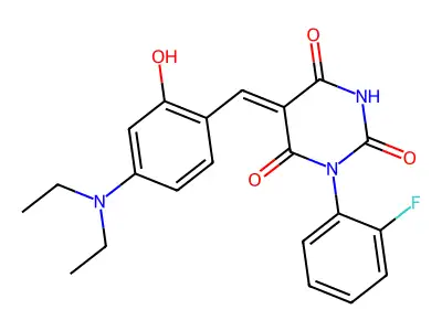 (5Z)-5-[[4-(diethylamino)-2-hydroxyphenyl]methylidene]-1-(2-fluorophenyl)-1,3-diazinane-2,4,6-trione structure