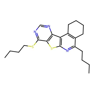 5-butyl-8-(butylsulfanyl)-1,2,3,4-tetrahydropyrimido[4',5':4,5]thieno[2,3-c]isoquinoline structure
