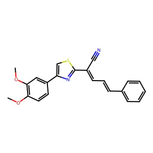 (2Z,4E)-2-[4-(3,4-dimethoxyphenyl)-1,3-thiazol-2-yl]-5-phenylpenta-2,4-dienenitrile structure