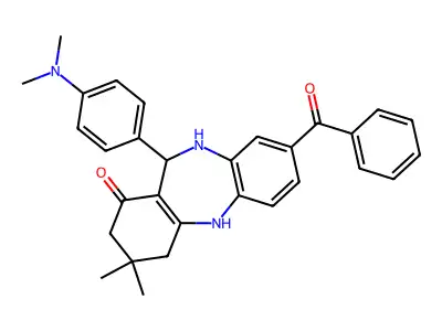 8-benzoyl-11-[4-(dimethylamino)phenyl]-3,3-dimethyl-2,3,4,5,10,11-hexahydro-1H-dibenzo[b,e][1,4]diazepin-1-one structure