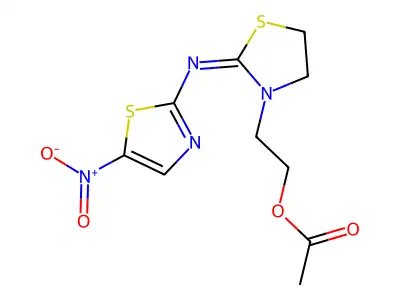 2-[2-[(5-Nitro-1,3-thiazol-2-yl)imino]-1,3-thiazolidin-3-yl]ethyl acetate structure