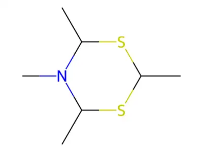 (4S,6S)-2,4,5,6-tetramethyl-1,3,5-dithiazinane structure