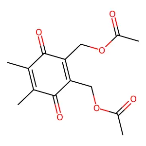 2,3-Bis((acetyloxy)methyl)-5,6-dimethyl-2,5-cyclohexadiene-1,4-dione structure