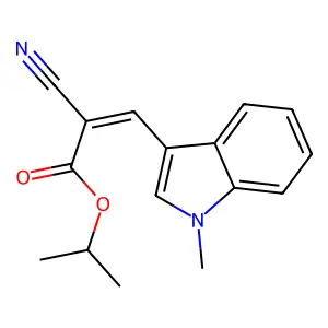 (E)-isopropyl 2-cyano-3-(1-methyl-1H-indol-3-yl)acrylate structure