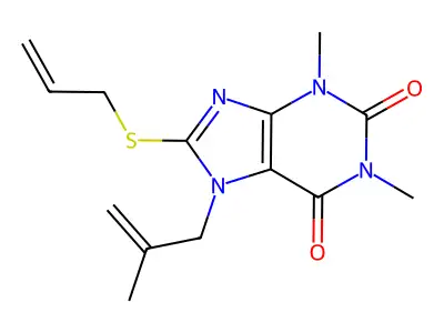 1,3-Dimethyl-7-(2-methylprop-2-enyl)-8-prop-2-enylsulfanylpurine-2,6-dione structure