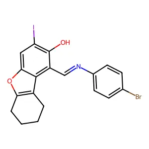1-[[(4-Bromophenyl)imino]methyl]-6,7,8,9-tetrahydro-3-iodo-2-dibenzofuranol structure