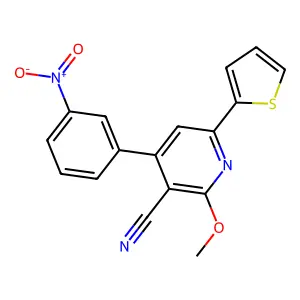 2-Methoxy-4-(3-nitrophenyl)-6-thiophen-2-ylpyridine-3-carbonitrile structure