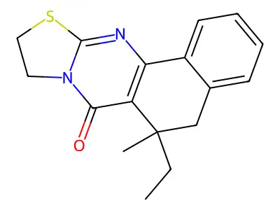 6-ethyl-6-methyl-9,10-dihydro-5H-benzo[h]thiazolo[2,3-b]quinazolin-7(6H)-one structure
