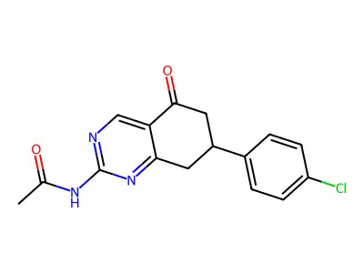 N-[7-(4-chlorophenyl)-5-oxo-5,6,7,8-tetrahydroquinazolin-2-yl]acetamide structure