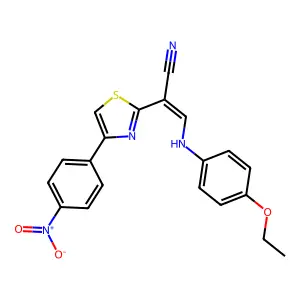 (E)-3-((4-ethoxyphenyl)amino)-2-(4-(4-nitrophenyl)thiazol-2-yl)acrylonitrile structure