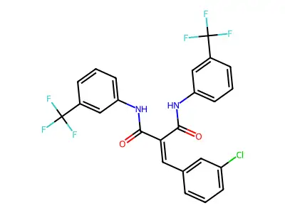 2-(3-chlorobenzylidene)-N,N'-bis[3-(trifluoromethyl)phenyl]propanediamide structure