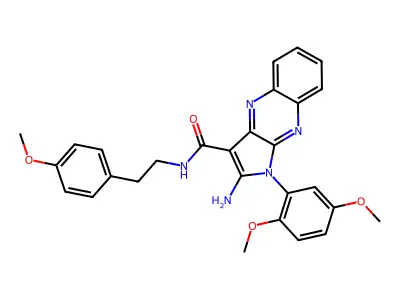 2-amino-1-(2,5-dimethoxyphenyl)-N-[2-(4-methoxyphenyl)ethyl]-1H-pyrrolo[2,3-b]quinoxaline-3-carboxamide structure