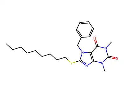7-Benzyl-1,3-dimethyl-8-nonylsulfanylpurine-2,6-dione structure